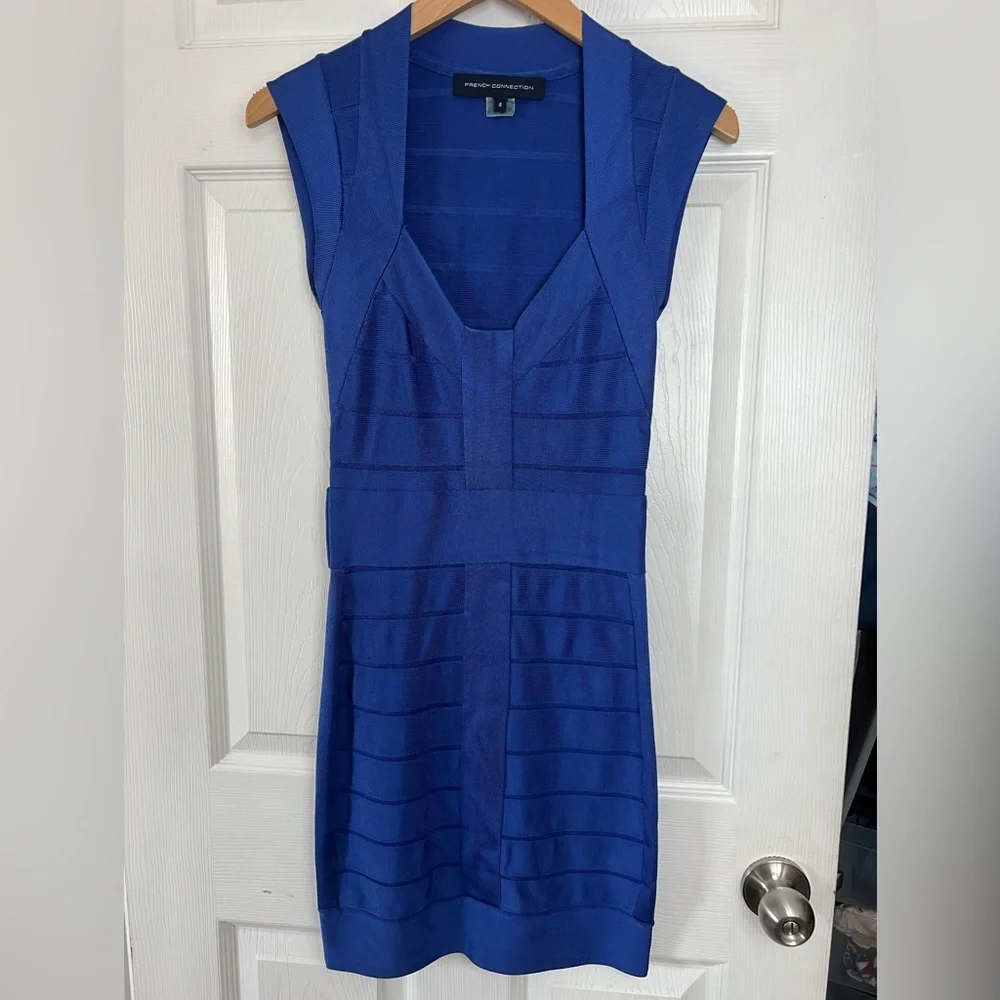 French connection blue bandage dress - Picture 2 of 7